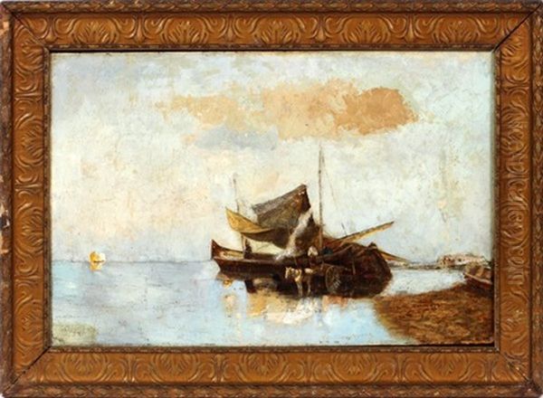 Harbor Scene Oil Painting by Guglielmo Ciardi