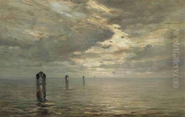 In The Laguna, Venice Oil Painting by Guglielmo Ciardi