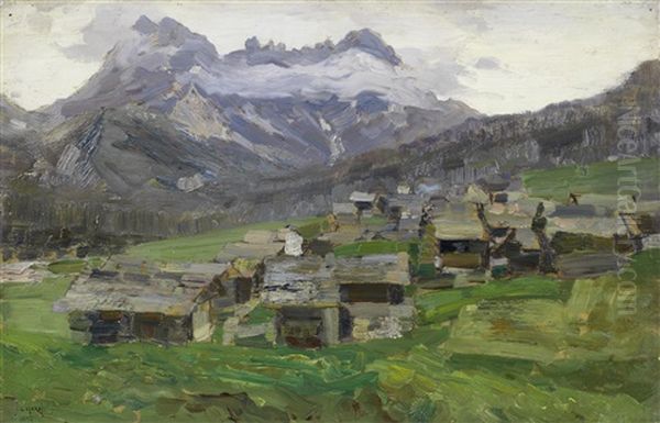 Conca Di Sappada Con Le Terze Oil Painting by Guglielmo Ciardi