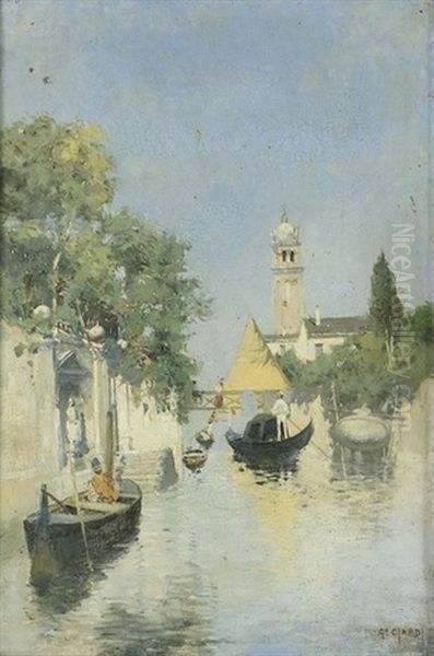 Kanal In Venedig Oil Painting by Guglielmo Ciardi