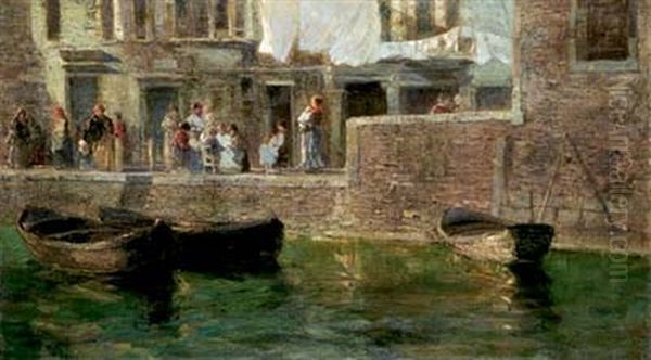 Canal De Venise Oil Painting by Guglielmo Ciardi