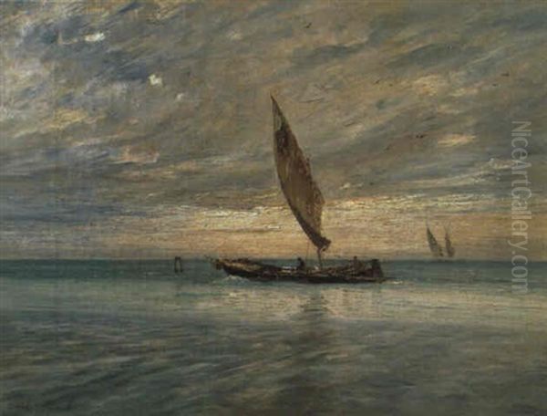 Pescatori In Laguna Oil Painting by Guglielmo Ciardi