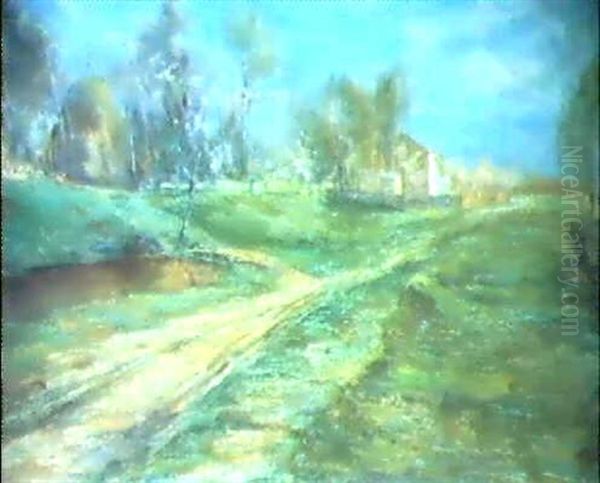 Strada In Primavera Oil Painting by Guglielmo Ciardi