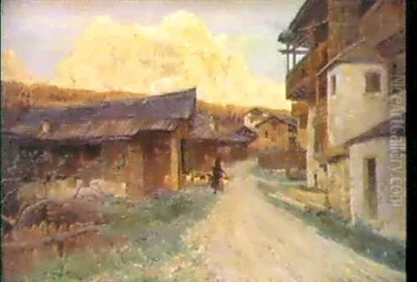 Il Civetta (fusine, Zoldo Alto) 1896 Oil Painting by Guglielmo Ciardi