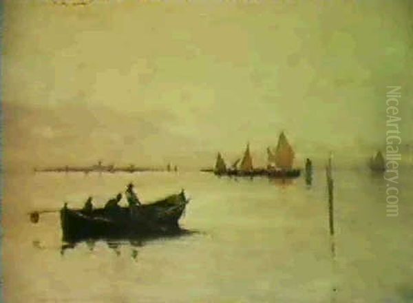 Pescatori (laguna Di Chioggia) Oil Painting by Guglielmo Ciardi