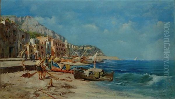 Pescatori A Capri Oil Painting by Carmine Ciardiello