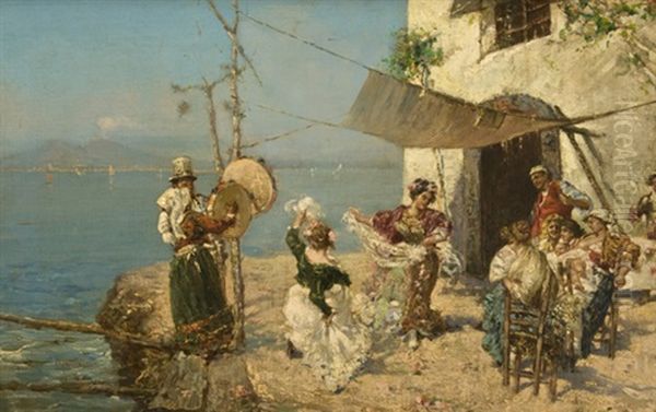 Tarantella Nel Golfo Di Napoli Oil Painting by Carmine Ciardiello