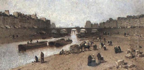 A View Of Paris With The Quai Des Celestins And The Ile Saint Louis Oil Painting by Ernest Ciceri