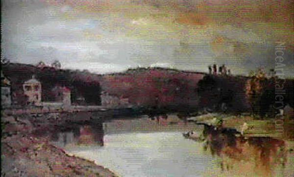 Bord De Fleuve Anime Oil Painting by Ernest Ciceri