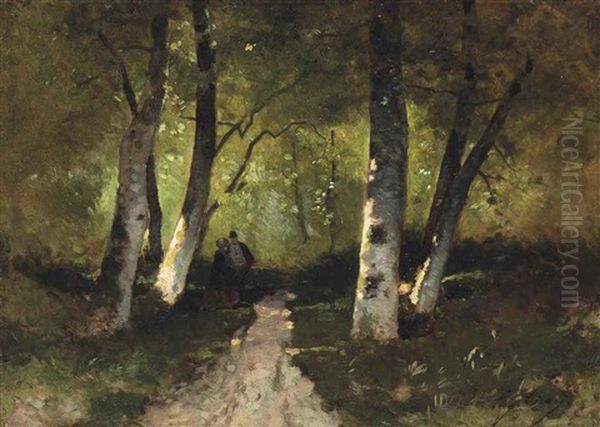 Un Sentier En Foret Oil Painting by Eugene Ciceri