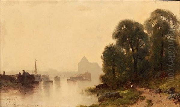 Bord De Riviere Oil Painting by Eugene Ciceri