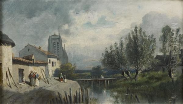 Bords De Riviere Oil Painting by Eugene Ciceri