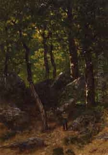 Peintre Dans Les Bois Oil Painting by Eugene Ciceri