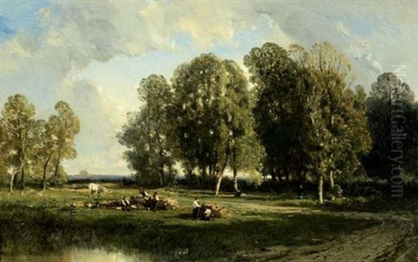 Paysage Aux Bucherons Oil Painting by Eugene Ciceri