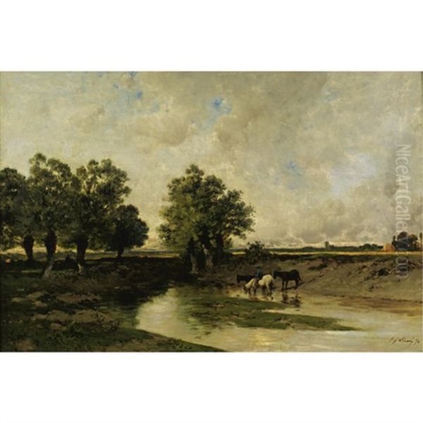 The Watering Place Oil Painting by Eugene Ciceri