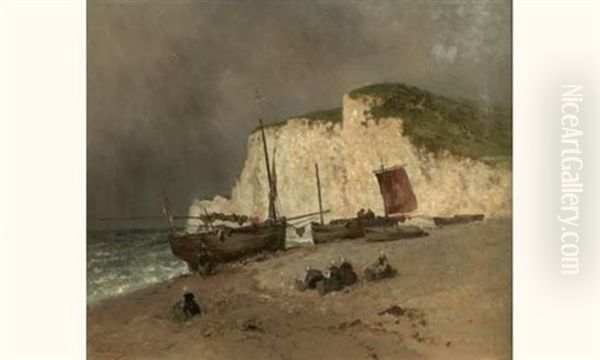 La Plage Oil Painting by Eugene Ciceri