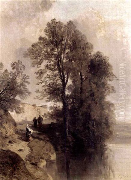 On The Riverbank Oil Painting by Eugene Ciceri