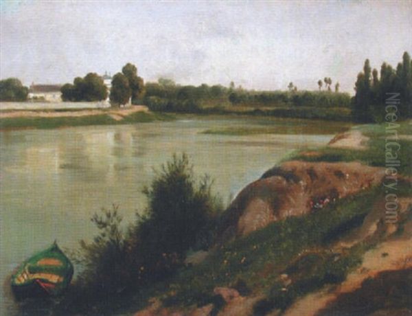 Barque A La Riviere by Eugene Ciceri