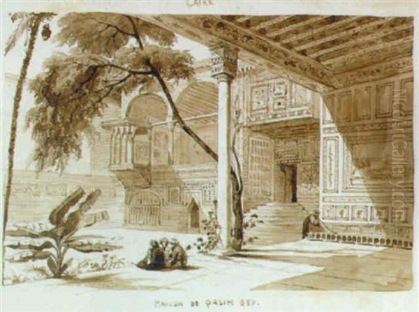 Caire - Maison De Qasim Bey Oil Painting by Pierre Luc Charles Ciceri