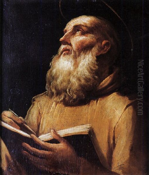 Santo In Meditazione Con Libro Oil Painting by Antonio Cifrondi