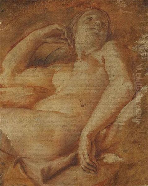 A Reclining Female Nude Oil Painting by Carlo Cignani