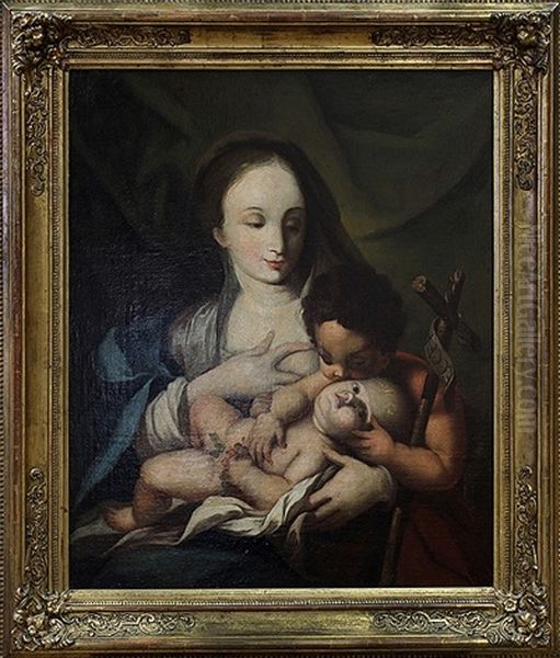 Madonna And Child With John The Baptist Oil Painting by Carlo Cignani