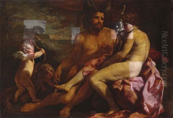 Hercules And Omphale Oil Painting by Carlo Cignani