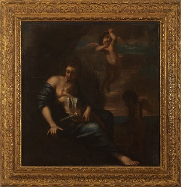 Cupid And Psyche Attended By Putti Oil Painting by Carlo Cignani