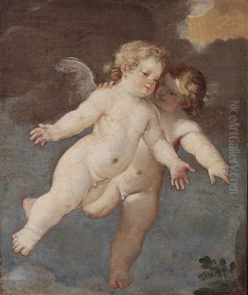 Zwei Fliegende Putti Oil Painting by Carlo Cignani