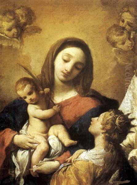 Vierge A L'enfant Avec Sainte Catherine Oil Painting by Carlo Cignani