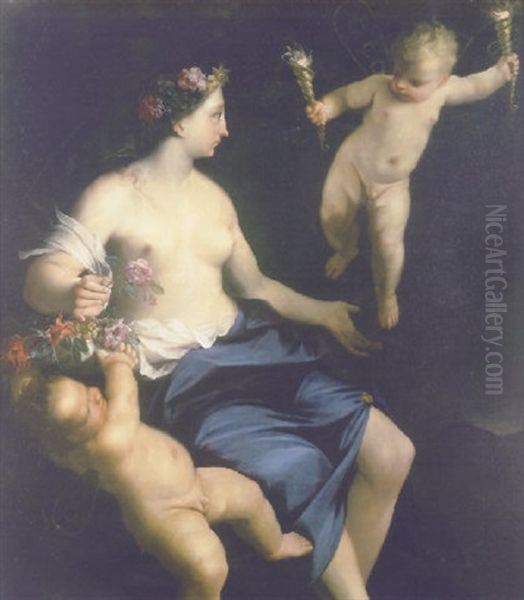 Ceres With Two Putti by Carlo Cignani