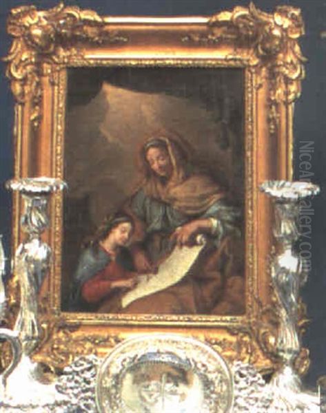 Sainte Anne Apprenant A Lire A Sa Fille La Vierge Marie     Enfant Oil Painting by Carlo Cignani