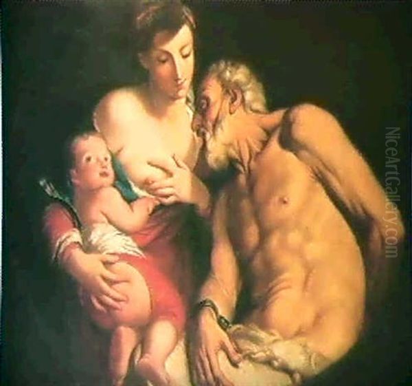 Cimon Und Pero (caritas Romana), Altere Wiederholung Des    Gemaldes Im Kunthistorischen Museum Oil Painting by Carlo Cignani