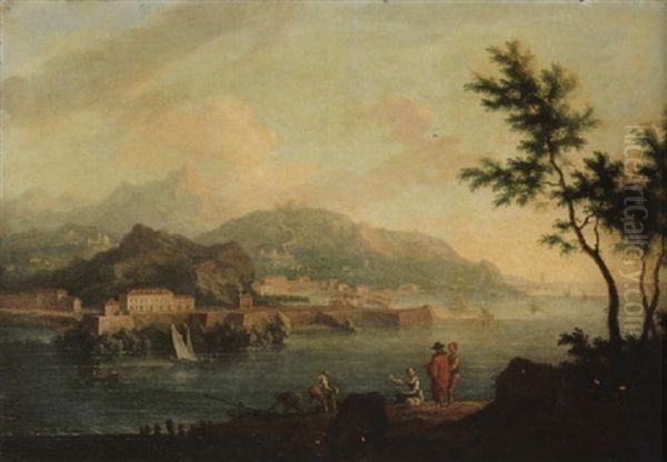 Veduta Del Porto Di Nizza Oil Painting by Angelo Antonio Cignaroli