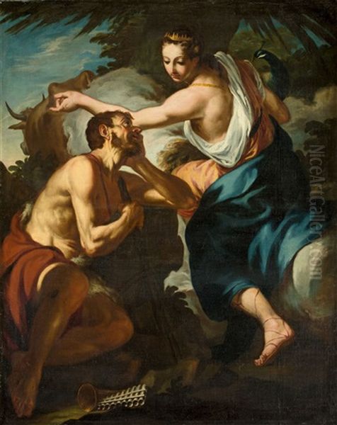 Juno And Argus Oil Painting by Giambettino Cignaroli