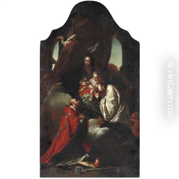 Madonna Col Bambino, Sant'agostino E Santo Vescovo Oil Painting by Giambettino Cignaroli