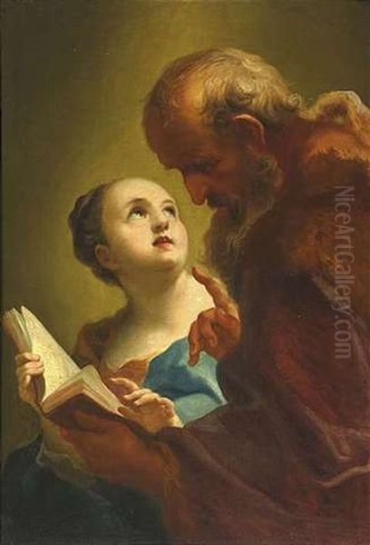 Joseph Unterrichtet Maria Oil Painting by Giambettino Cignaroli