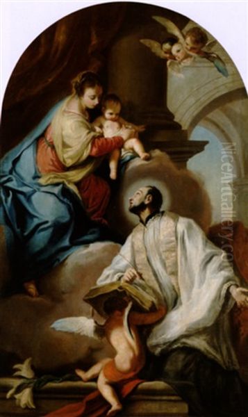 La Madonna Col Bambino Appare A Un Santo Oil Painting by Giambettino Cignaroli