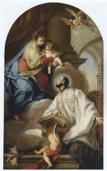 La Madonna Col Bambino Appare A Un Santo Oil Painting by Giambettino Cignaroli