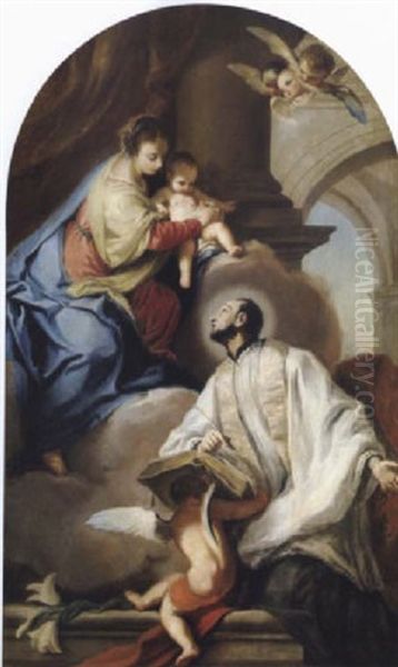 La Madonna Col Bambino Appare A Un Santo Oil Painting by Giambettino Cignaroli