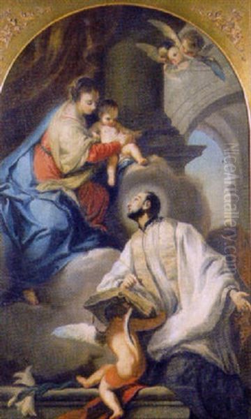 La Madonna E Gesu Bambino Appaiono A San Luigi Gonzaga Oil Painting by Giambettino Cignaroli