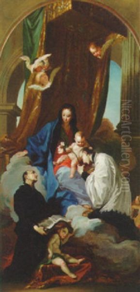 The Madonna And Child With Saint Francis Xavier And Saint Ignatius Loyola Oil Painting by Giambettino Cignaroli