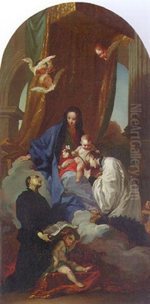 The Madonna And Child With Saint Francis Xavier And Saint Ignatius Loyola Oil Painting by Giambettino Cignaroli