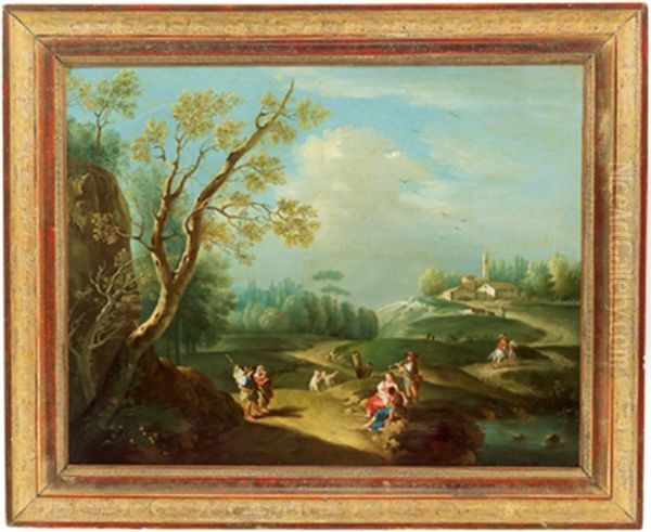 Landschaft Mit Figuren Oil Painting by Vittorio Amadeo Cignaroli