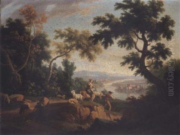 Paesaggio Con Viandanti Oil Painting by Vittorio Amadeo Cignaroli