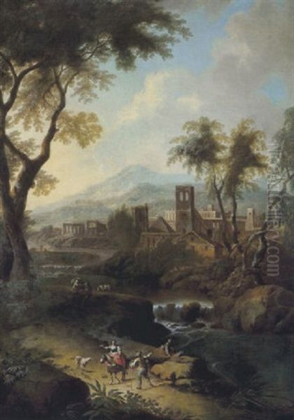 Paesaggio Con Un Torente Oil Painting by Vittorio Amadeo Cignaroli