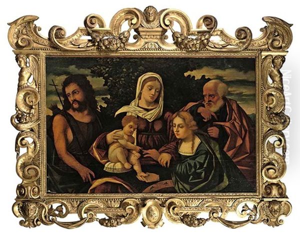 The Holy Family With Saint John The Baptist And Saint Catherine Of Alexandria Oil Painting by Giovanni Battista Cima da Conegliano