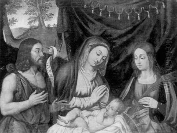 Sacra Conversazione. Madonna Mit Kind, Dem Heiligen Johannes Der Taufer Und Der Heiligen Katharina Von Alexandrien Oil Painting by Giovanni Battista Cima da Conegliano