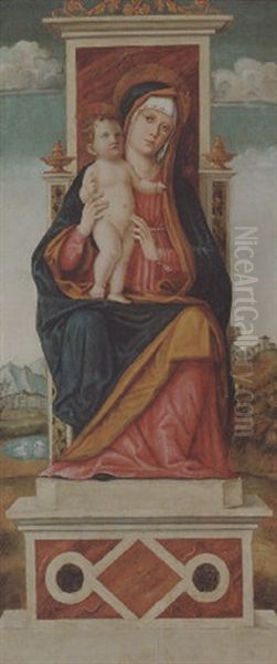 The Madonna And Child Enthroned, A Landscape Beyond Oil Painting by Giovanni Battista Cima da Conegliano