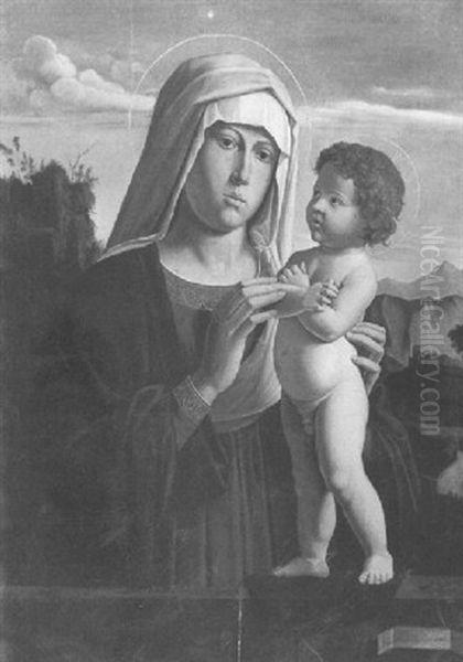 Vierge A L'enfant Sur Fond De Paysage Oil Painting by Giovanni Battista Cima da Conegliano